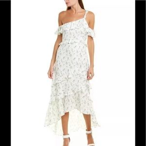 Rachel Zoe Jillian Silk Blend Dress High Low white flowers size 4